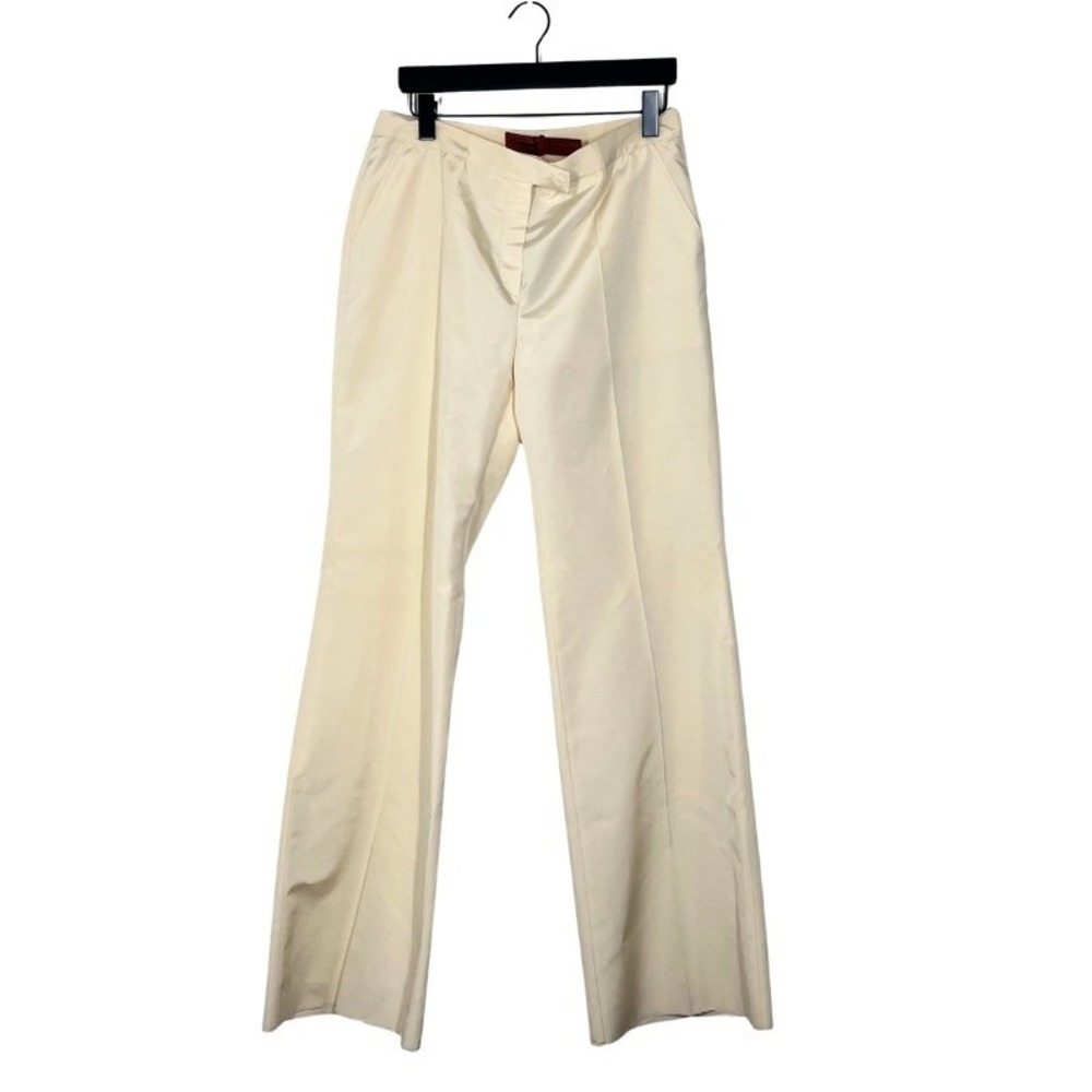 Missoni Berta Cream Cotton Silk Straight Leg Trousers Pants IT 44 NWT Designer